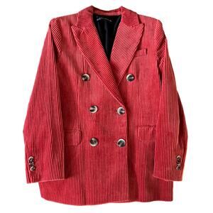 Zara Women's Corduroy Double Breasted Jacket Blazer / M